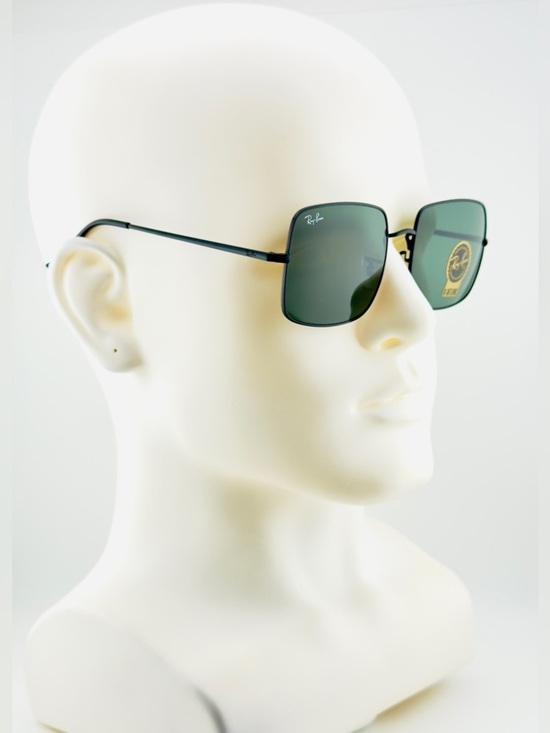Ray-Ban Women’s Square Sunglasses RB1971 Polished Black Metal Frame Green Lenses main image 14